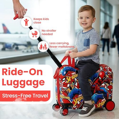 Bioworld Spider-Man All-Over Print 18" Ride-On Luggage - color: Spider-Man AOP