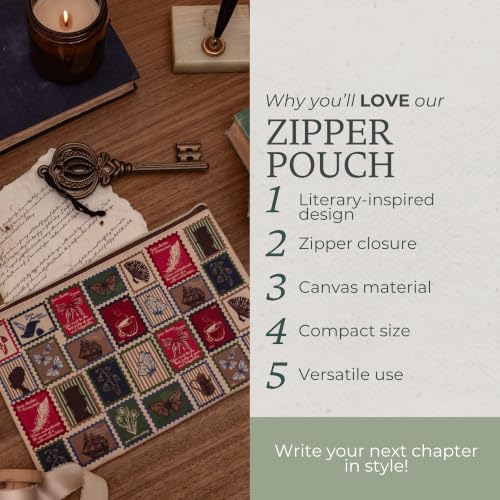 Steel Mill & Co. Canvas Zipper Pouch, Jane Austen Stamps