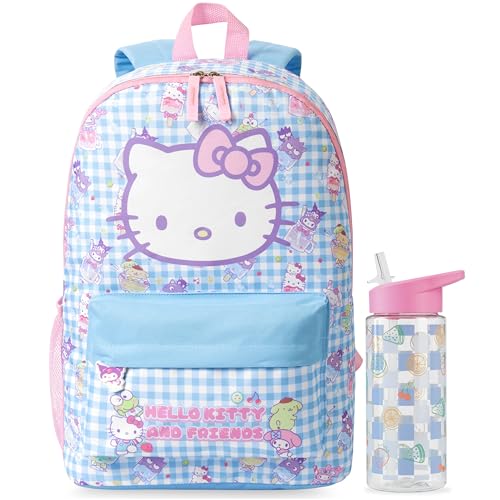 Get Trend Hello Kitty Girls Backpack & Water Bottle, Kawaii 2 Piece Set - color: Multi Hello Kitty