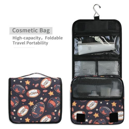senya Hanging Travel Toiletry Bag Rugby Balls Kit Makeup Case Cosmetics Organizer for Men Women - color: Rugby Balls