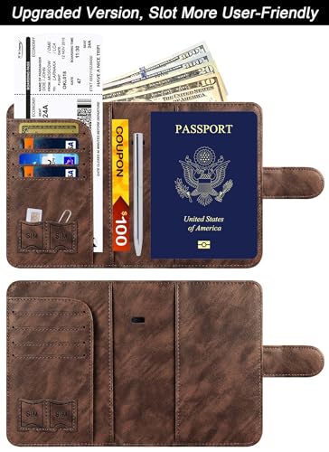 LOHASLIFE Passport Holder for Travel, Rfid Blocking Passport Cover Wallet - color: 120#Coffee