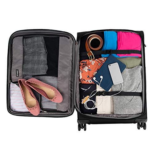 Travelpro Tourlite Softside 2-Piece Set, Expandable Luggage, 4 Spinner Wheels, Lightweight Suitcase, 21" Carry-On, 25" Checked Medium, Black - color: Black, size: 2-Piece Set (21/25)