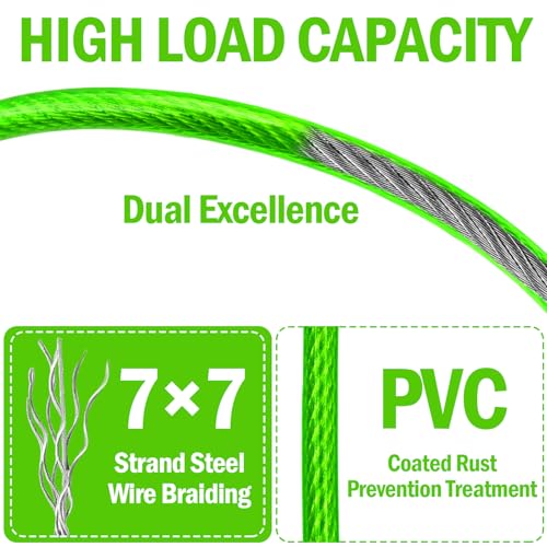 4.7mm(3/16") Steel Security Cable with Loops, Bike Lock Cable, 2Pack - color: Green, size: 6FT-(2Pack)