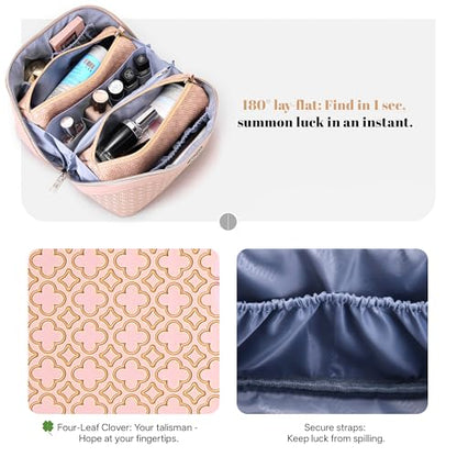 BOYATU Travel Makeup Bag for Women: Four Leaf Clover 3 Pcs Set Cosmetic Bag - color: M-03Pink