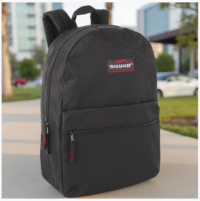 Trail maker Classic 17 inch Backpacks with Adjustable Padded Straps | School Backpacks for Girls, Boys - color: Black