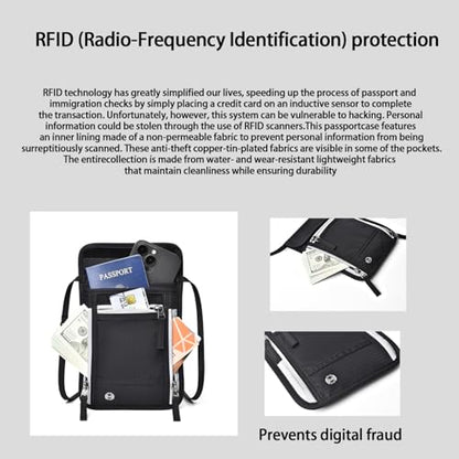 Passport Holder for Travel, Neck Wallet RFID Blocking, Hidden Money Belt,Travel Document Storage(Khaki) - color: Khaki