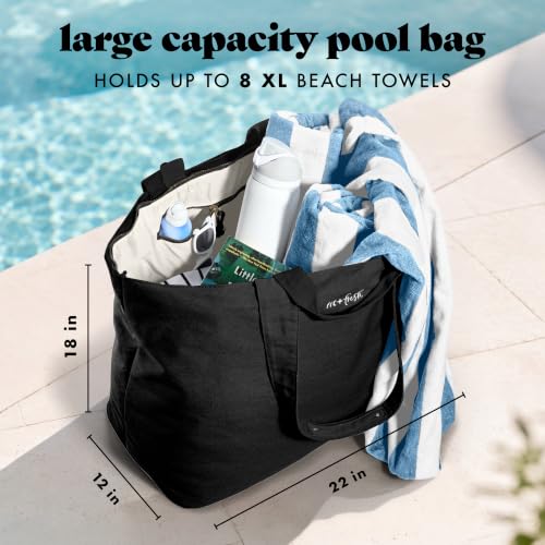 Fit & Fresh All The Things XL Beach Bag for Women, Oversized Travel Tote - color: Black