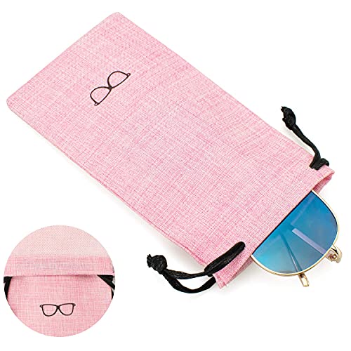 Vemiss Hard Shell Sunglasses Case, Large Linen Fabric Protective Glasses Case for Men Women - color: Pink 1, size: Sunglass Case