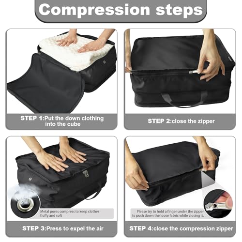 Compression Packing Cubes Travel Packing Suitcase Organizer Bags, Black - color: Black, size: Large