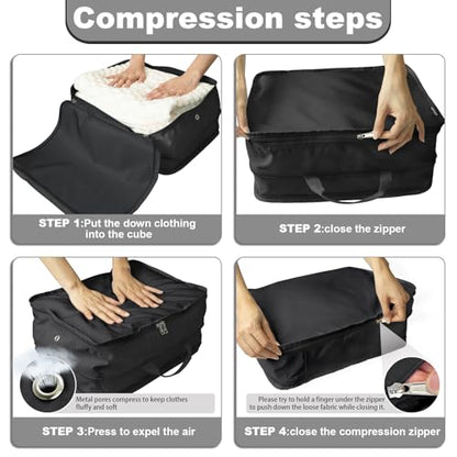 Compression Packing Cubes Travel Packing Suitcase Organizer Bags, Black - color: Black, size: Large