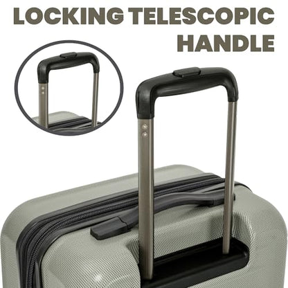Spyder Rails 29 Inch Expandable Hardside Checked Suitcase with 360° Spinner Wheels, TSA Approved Lock - color: Moss Gray, size: Large Checked