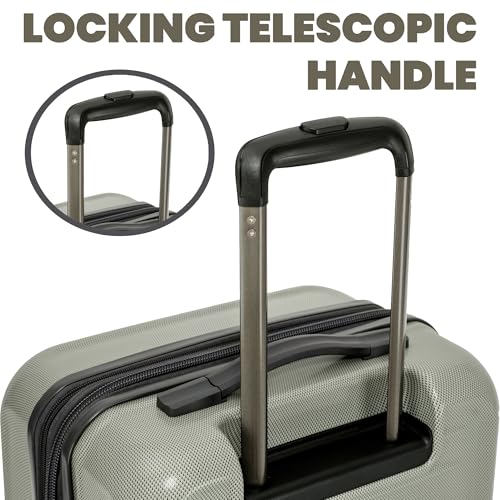 Spyder Rails 25 Inch Expandable Hardside Checked Suitcase with 360° Spinner Wheels, TSA Approved Lock - color: Moss Gray, size: Medium Checked