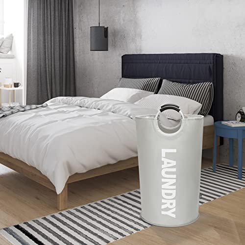 DOKEHOM 95L Large Laundry Basket Bag, Collapsible Tall Hamper, Grey - color: Light Grey, size: 95L