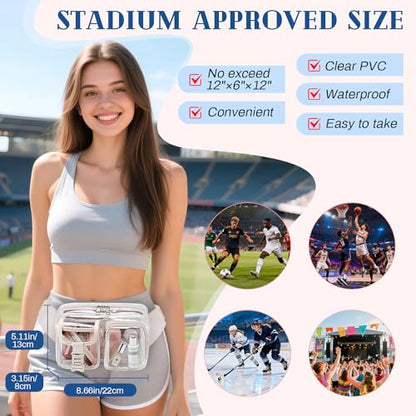 Fanny Pack Clear Stadium Bag Women Waist Pack Transparent Belt Bag, Beige - color: Beige