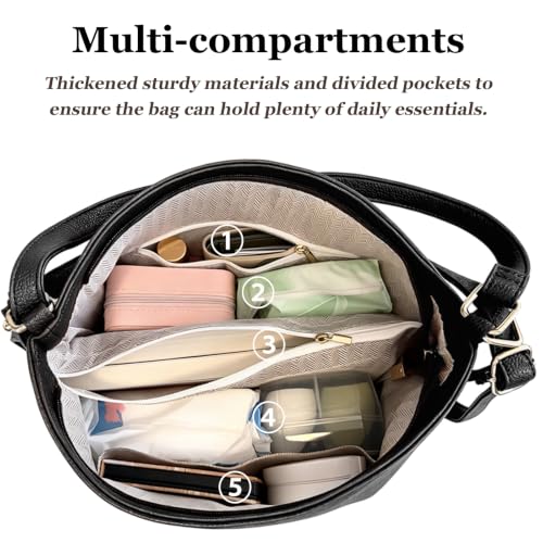 Convertible Backpack Purse for Women with Compartments and Pockets - color: Black