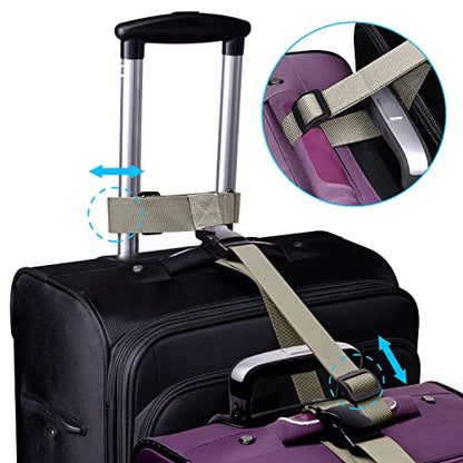 Wisdompro 2 Pack Add a Bag Luggage Strap, Luggage Connector Straps - Khaki - color: Khaki