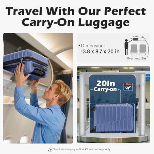 Coolife Lightweight Luggage with TSA Lock,Carry On Blue - color: Blue, size: Small(20in)