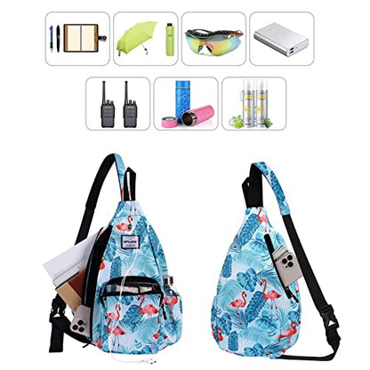 Backpack Sling for Women Anti-Water Crossbody Bag Inclined Adjustable Pack - color: Flamingo Blue