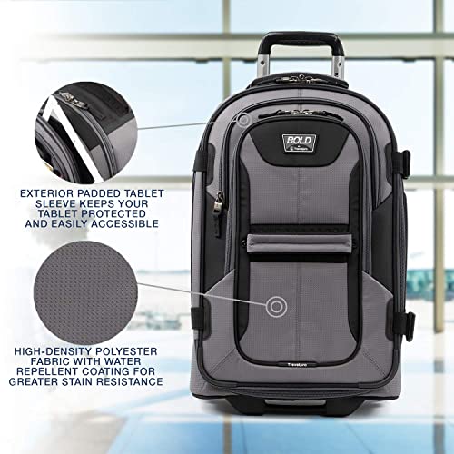 Travelpro Bold Softside Carry-On Rollaboard, Grey/Black, 22-Inch - color: Grey/Black, size: Carry-On 22-Inch