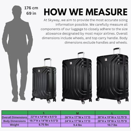 Skyway Nimbus 4.0 Expandable, Durable Hardside, 4 Wheel Spinner, Lightweight Suitcase, Unisex, Stylish, Black, Carry-On 20-Inch - color: Black, size: Carry-On 20-Inch