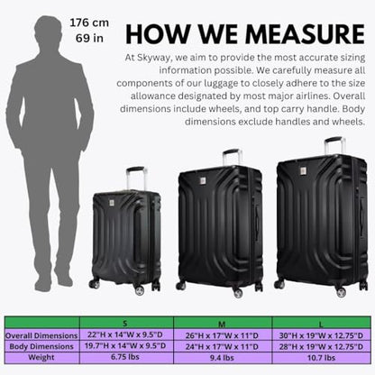 Skyway Nimbus 4.0 Expandable, Durable Hardside, 4 Wheel Spinner, Lightweight Suitcase, Unisex, Stylish, Black, Carry-On 20-Inch - color: Black, size: Carry-On 20-Inch