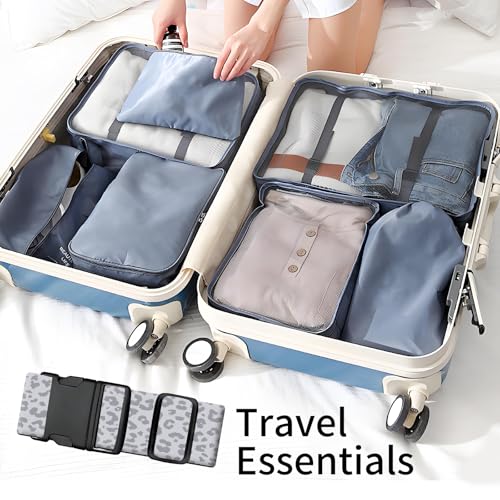 Luggage Straps for Suitcases, Heavy Duty Travel Belt with Quick-Release Buckle, Adjustable Suitcase Strap, Cute Luggage Accessories for Travel Grey Leopard Print - color: Grey Leopard Print