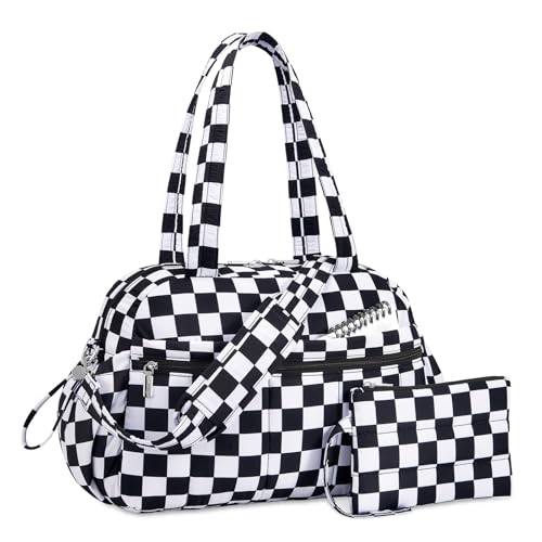 TOPDesign Travel Duffel Bag, Puffy Carry On Overnight, Gym Bag w/Wet Pocket - color: Checkerboard