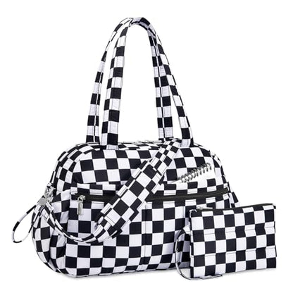 TOPDesign Travel Duffel Bag, Puffy Carry On Overnight, Gym Bag w/Wet Pocket - color: Checkerboard