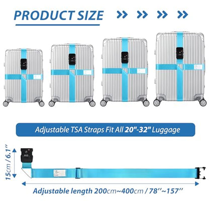 TSA Approved Luggage Straps with Combination Lock, Cross Blue - color: Cross Blue