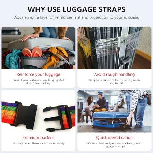 Luggage Connector Adjustable Travel Belts with Ladderlock Buckle Multi Use Durable Suitcases Strap Easy Identify Strap Connects Two Bags Travel Essentials for Backpacks Green - color: Green