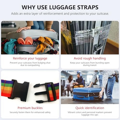 Luggage Connector Adjustable Travel Belts with Ladderlock Buckle Multi Use Durable Suitcases Strap Easy Identify Strap Connects Two Bags Travel Essentials for Backpacks Green - color: Green