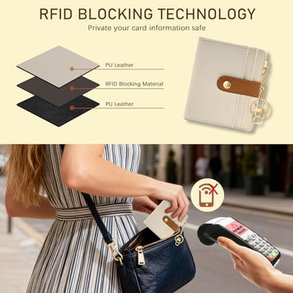 Jogjam Small Ladies Women Wallet, Rfid Slim Thin Compact Credit Card Holder - color: A Beige with Caramel