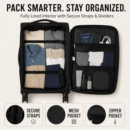 IZOD Ocean 3 Piece Softside Luggage Set with Spinner Wheels - color: Black