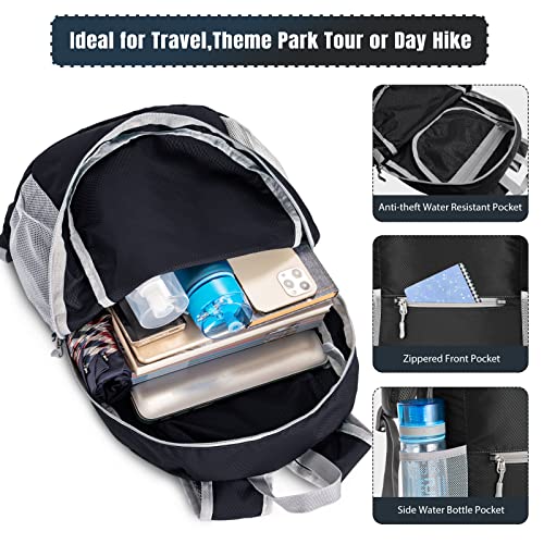 ZOMAKE Lightweight Packable Backpack, Foldable Small Travel Day Pack - color: Black