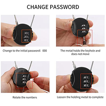 4 Pack 3-Digit Combination Lock Waterproof Padlock Outdoor Mini Wire Rope Combination Lock for Backpacks, Trolley Cases, Gym Lockers, Fence - color: Color2