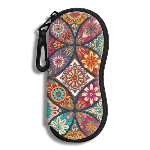 Hion Sunglasses Soft Case Ultra Light Neoprene Zipper Eyeglass Case With Belt Clip - color: 2b-rosette