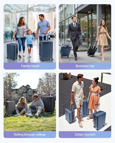 LIGHT FLIGHT Luggage Sets 3 Pcs Suitcase with Wheels,20"/24"/28",Gray - color: Gray, size: 3-Piece Set-20 Inch/24 Inch/28 Inch