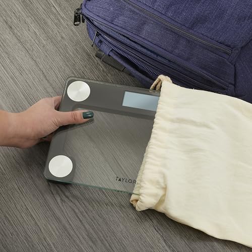 Taylor Compact Travel Scale with Canvas Bag, 9.7x6.7 Glass Platform, 400 lb - color: Clear