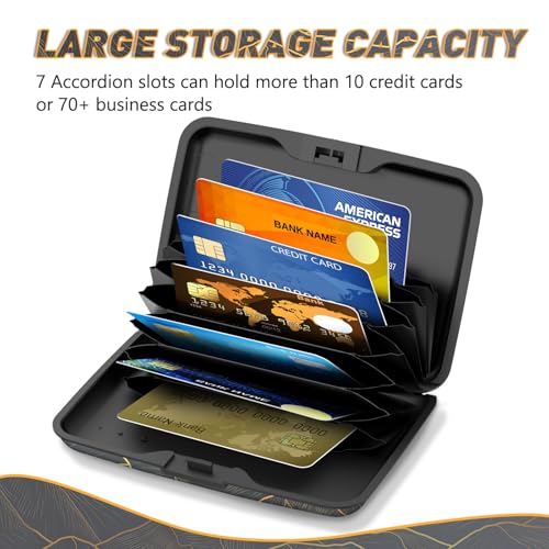 Credit Card Holder, Mini RFID Small Aluminum Card Wallet Business Card Case - color: Cool Abstract Mountain