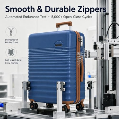 Carry On Luggage 22x14x9 Airline Approved Suitcase with Wheels, 3 Piece - color: Dark Blue, size: 3 Piece Sets (20/BP/TB)