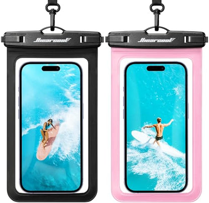 Hiearcool Waterproof Phone Pouch, Waterproof Phone Case, Black&Pink 2-Pack - color: Black & Pink