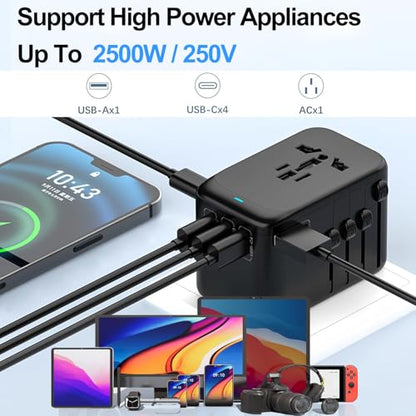 120W GaN Universal Travel Adapter,Laptop Charger International Adapter - color: 120W -Black+Orange