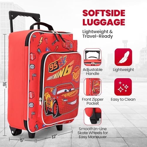 Fast Forward Cars Luggage 16" Soft Side Wheeled Pilot Case- Rolling Suitcase 16x12x5 - color: Cars 16"