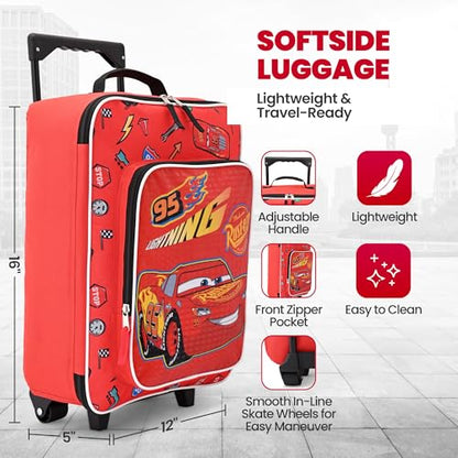 Fast Forward Cars Luggage 16" Soft Side Wheeled Pilot Case- Rolling Suitcase 16x12x5 - color: Cars 16"