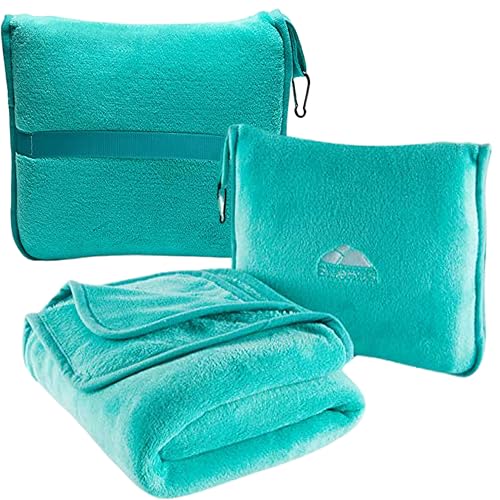 BlueHills Premium Soft Travel Blanket Pillow Warm Comfort Throw, Teal Green - color: Teal-1pk-t006