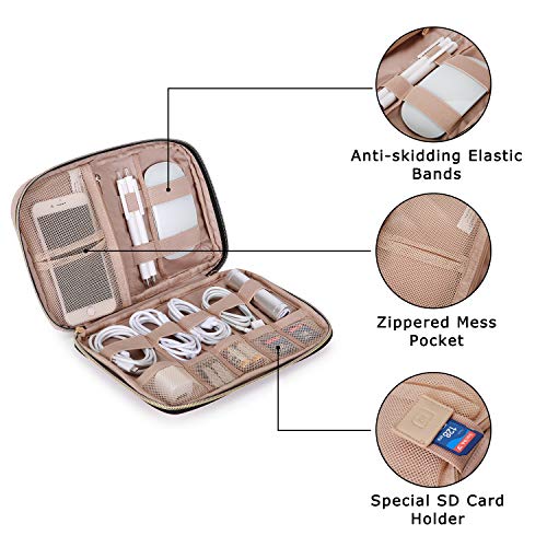 BAGSMART Large Electronics Travel Organizer Case for Women, Pink - color: A-Pink