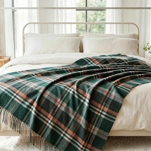 Soft Pure Wool Throw Blanket, Lightweight Warmth, Green, 55"x83", - color: Verdant Jungle, size: Standard (1.5 lbs)