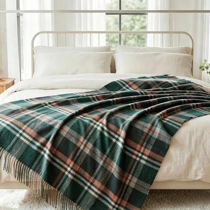Soft Pure Wool Throw Blanket, Lightweight Warmth, Green, 55"x83", - color: Verdant Jungle, size: Standard (1.5 lbs)