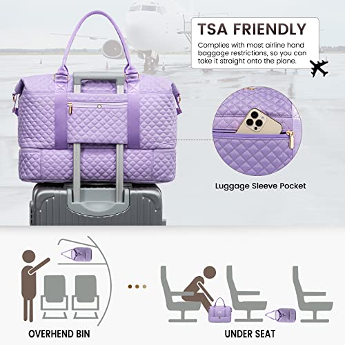 LOVEVOOK Travel Duffle Bag,Weekender Bags for Women with Shoe Compartment - color: Purple-a, size: Large-2 Pcs
