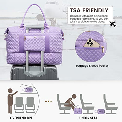 LOVEVOOK Travel Duffle Bag,Weekender Bags for Women with Shoe Compartment - color: Purple-a, size: Large-2 Pcs